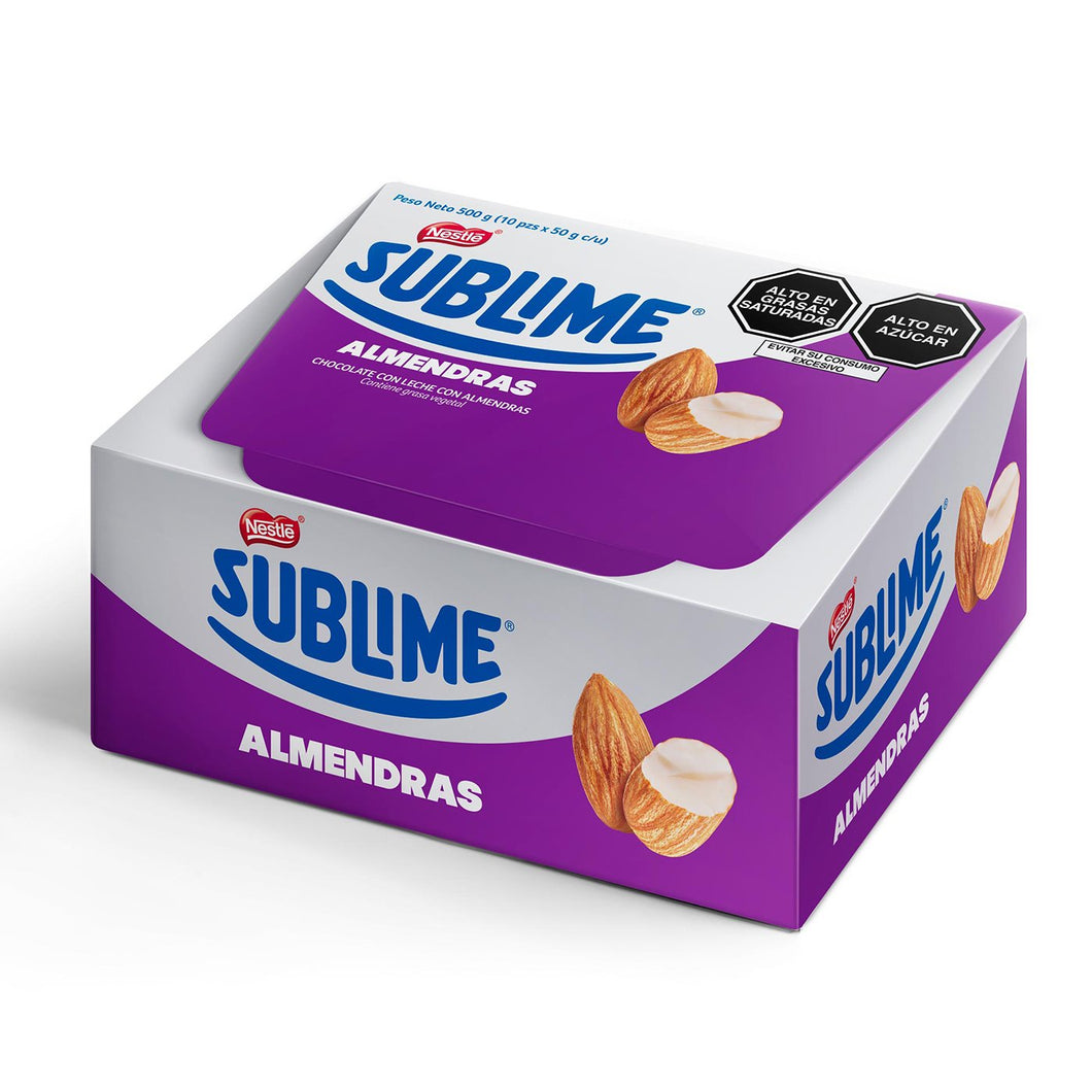 Sublime chocolate with almonds 50grs - box 10 und